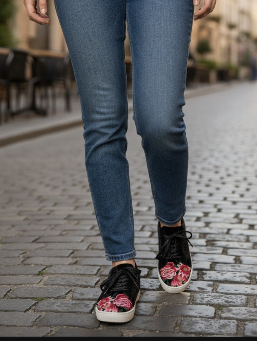 Johnny Was Black Leopard Floral Sneakers 7.5